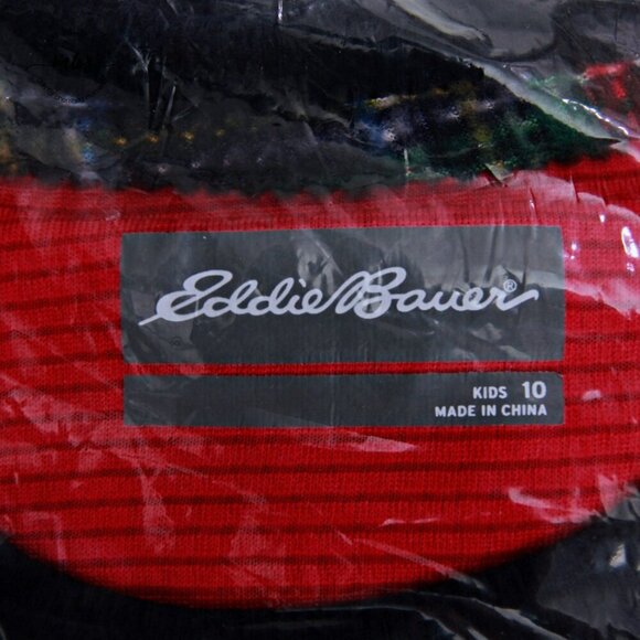 NWT Eddie Bauer Christmas Holiday Moose Flannel Pajama Set Red Kids 10 - Picture 8 of 8